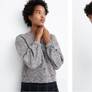 Madewell XS crop sweatshirt: drop shoulder balloon sleeves black & white heather